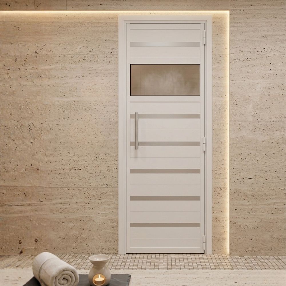 Porta de Alumínio Branco para Sauna a vapor
