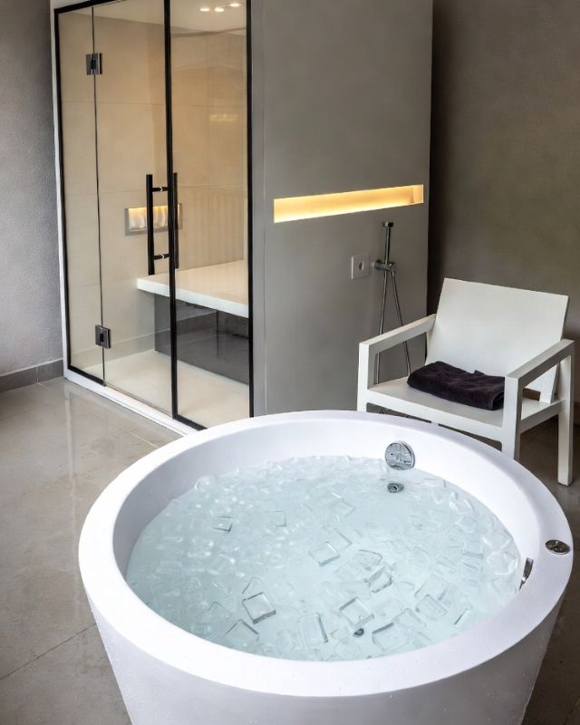 Sauna + área de gelo (terapia térmica)