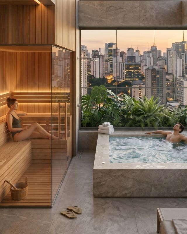 Sauna com hidromassagem integrada