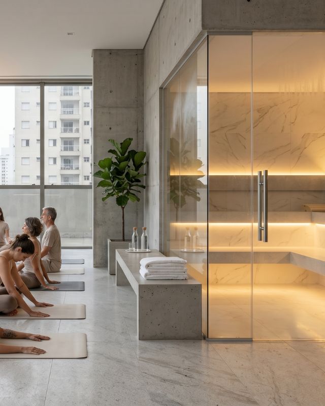 Sauna em espaços de bem-estar (yoga/terapias)
